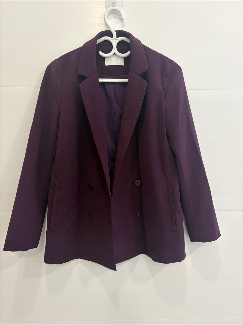 OAK + FORT Women's Double-Breasted Blazer Jacket - Plum